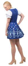 Regal Blue Dirndl Set: Classic Short Oktoberfest Dress Complete with Apron and Trachten Top Blouse