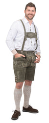 Dirndl Trachten Haus Green Leather Lederhosen Shorts for Men