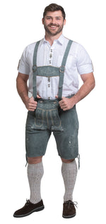 Dirndl Trachten Haus Gray Leather Lederhosen Shorts for Men