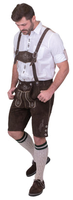 Dirndl Trachten Haus Brown Leather Lederhosen Shorts for Men