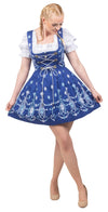 Regal Blue Dirndl Set: Classic Short Oktoberfest Dress Complete with Apron and Trachten Top Blouse