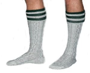 Dirndl Trachten Haus German Lederhosen Long Wool Socks for Men - 1PC GREEN TRIM WOOL