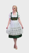 Oktoberfest Elegance: High-Quality Long Green German Dress for Women, 3 Piece Set