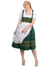 Oktoberfest Elegance: High-Quality Long Green German Dress for Women, 3 Piece Set