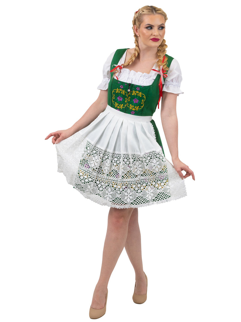 Oktoberfest Elegance: High-Quality Green Short German Dress for Women, 3 Piece Set