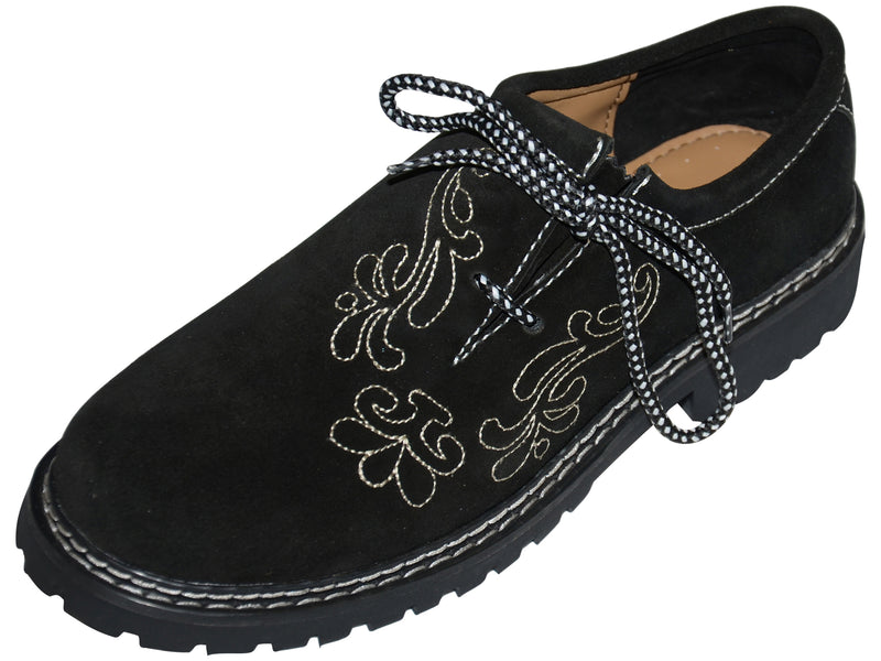 Dirndl Trachten Haus Leather Haferl Lederhosen Shoes for Men - Black Shoe