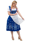 Regal Blue Long Dirndl Set: Women’s Oktoberfest Dress, Complete with Trachten Crop Top Blouse and Lace Apron