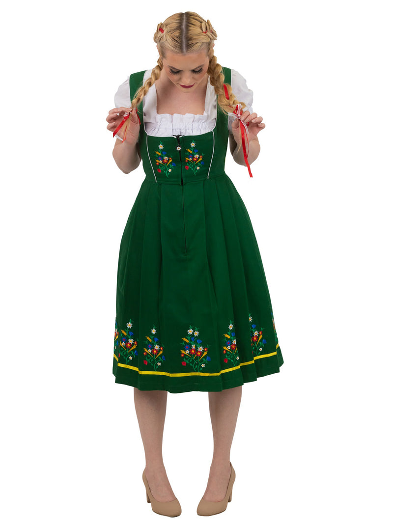 Oktoberfest Green: Classic Dark Green Traditional Long German Dirndl Set