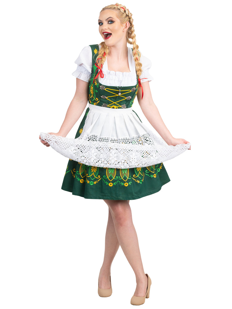 Bavarian Blossoms: Tradition Short Green Oktoberfest Dirndl Dress Set