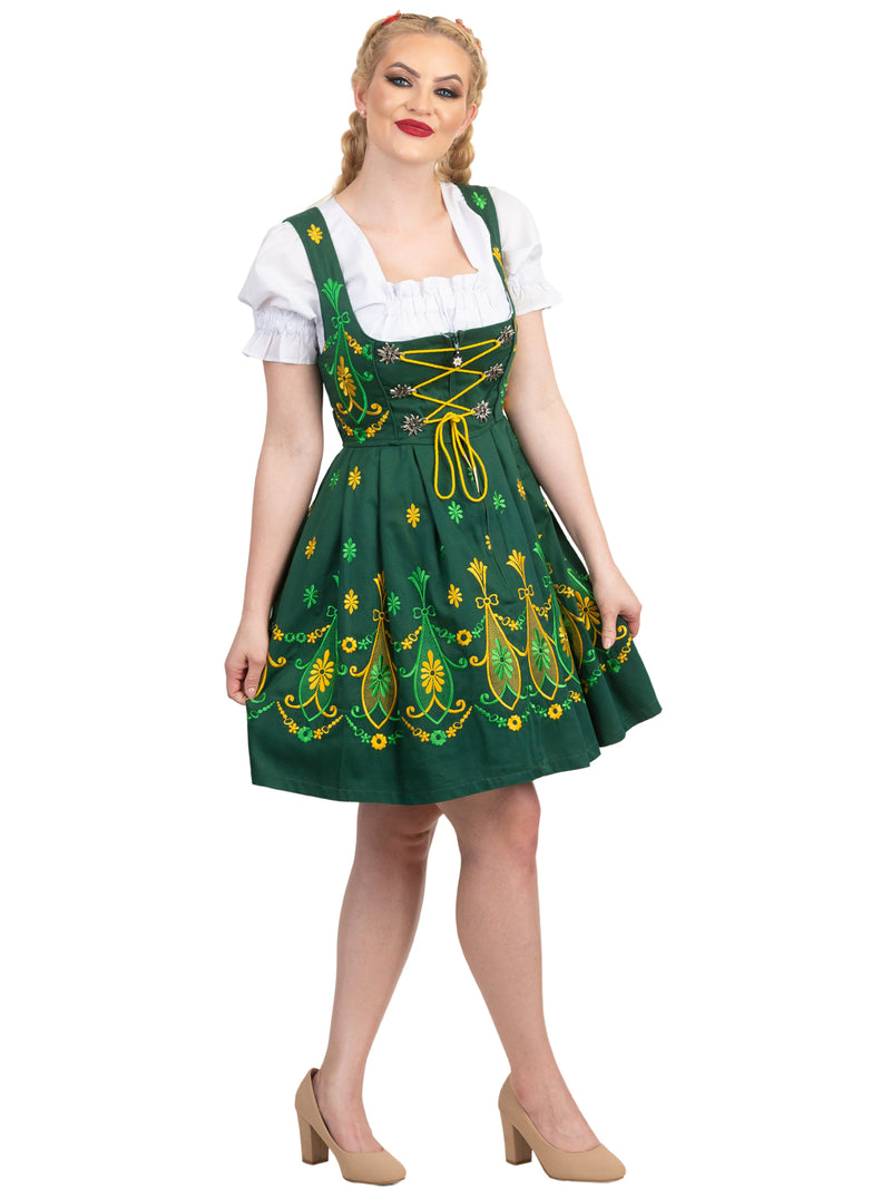 Bavarian Blossoms: Tradition Short Green Oktoberfest Dirndl Dress Set