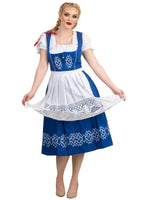 Exclusive Blue Long Dirndl Dress Set: Authentic German Style for Oktoberfest Celebrations