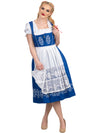 Exclusive Blue Long Dirndl Dress Set: Authentic German Style for Oktoberfest Celebrations