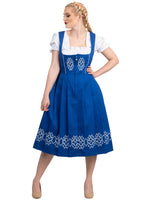 Exclusive Blue Long Dirndl Dress Set: Authentic German Style for Oktoberfest Celebrations