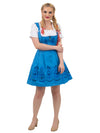 Oktoberfest Blues: Light Blue Authentic Short German Dirndl Set with Trachten Crop Top and White Lace Apron