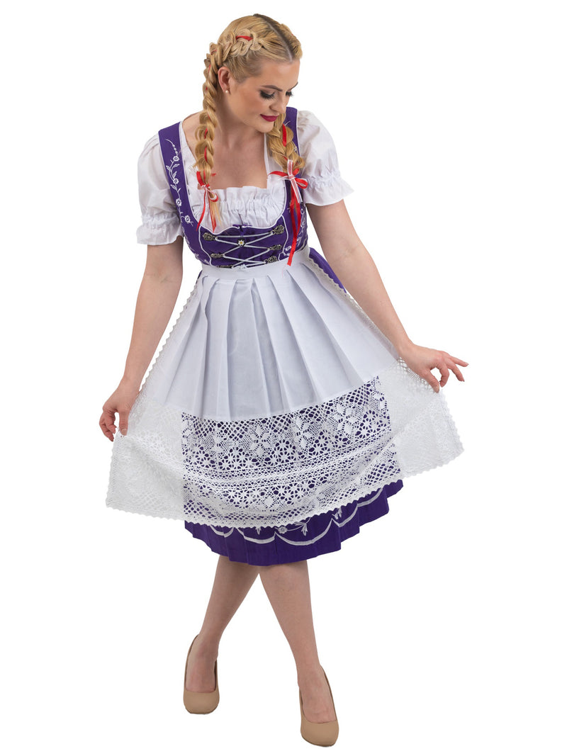 Royal Bavarian: Long Purple Women’s Dirndl Dress Set, Oktoberfest Attire