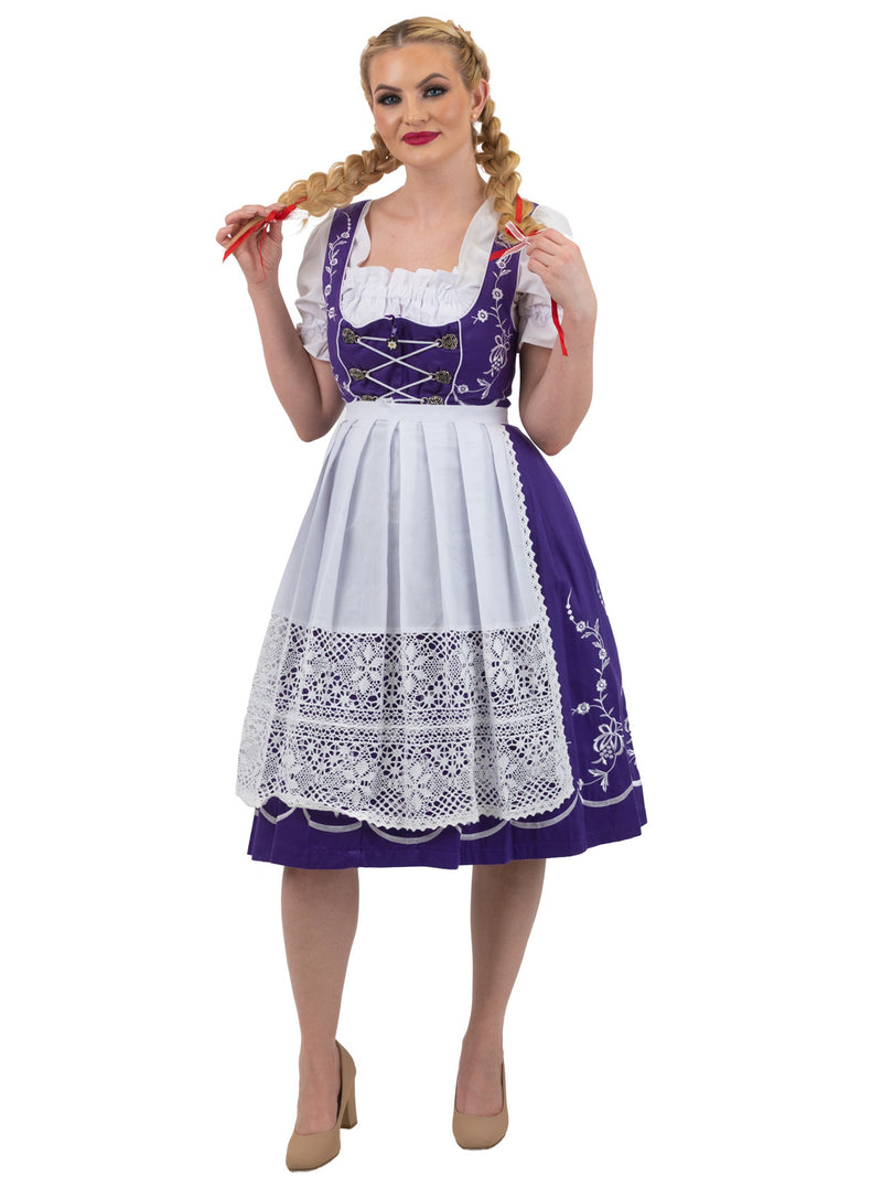 Royal Bavarian: Long Purple Women’s Dirndl Dress Set, Oktoberfest Attire