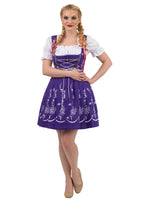 Royal Bavarian: Short Purple German Dirndl Dress Set, Authentic Oktoberfest Dress