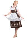 Bavarian Elegance in Brown: Traditional Long Brown German Dirndl Dress Set