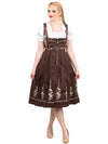 Bavarian Elegance in Brown: Traditional Long Brown German Dirndl Dress Set