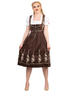 Bavarian Elegance in Brown: Traditional Long Brown German Dirndl Dress Set