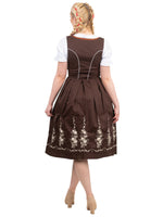 Bavarian Elegance in Brown: Traditional Long Brown German Dirndl Dress Set