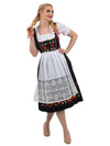 Classic in German Black: Long Black Dirndl Dress Set for Oktoberfest and Bavarian Celebrations