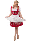 Traditional Red Oktoberfest Dress: 3 Piece Short German Dirndl Dress Set