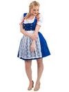 Blue Bavarian Bliss: Short Blue German Dirndl Dress Set with Crop Top & Lace Apron