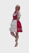 Traditional Red Oktoberfest Dress: 3 Piece Short German Dirndl Dress Set