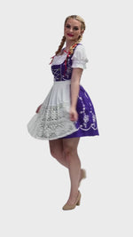 Royal Bavarian: Short Purple German Dirndl Dress Set, Authentic Oktoberfest Dress