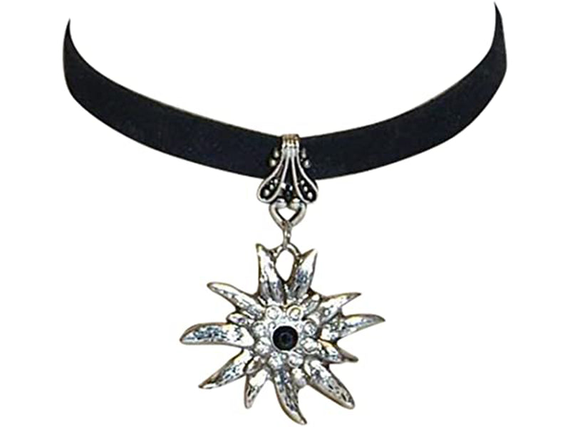 Dirndl Trachten Haus Edelweiss Flower Black Bavarian Choker Necklace for Dirndl - Edelweiss Choker