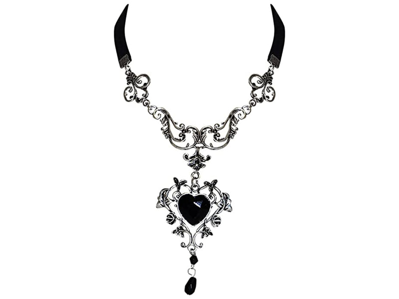 Dirndl Trachten Haus Black Bavarian Heart Choker Necklace for Dirndl